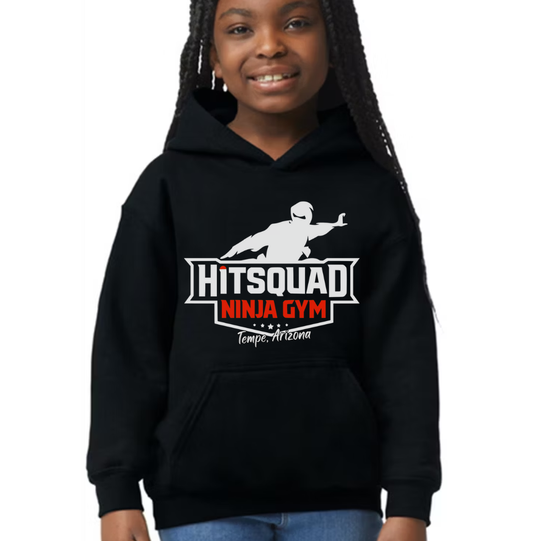 Youth Black Gildan Hooded Sweatshirt