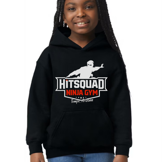 Youth Black Gildan Hooded Sweatshirt