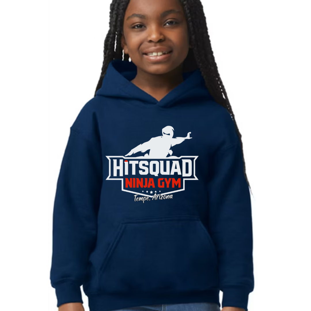 Youth Navy Gildan Hooded Sweatshirt